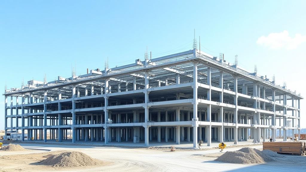 Steel framework of a large commercial retail complex