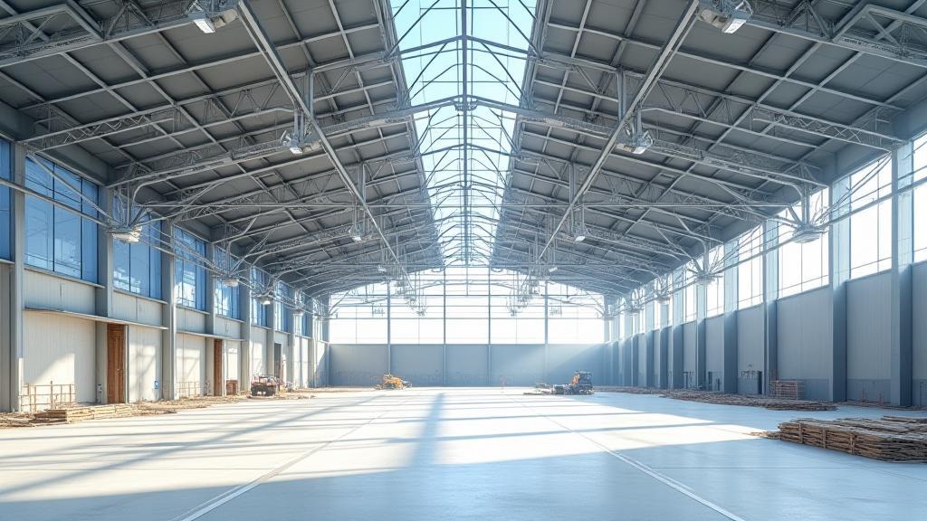 Steel structure of a new school gymnasium under construction